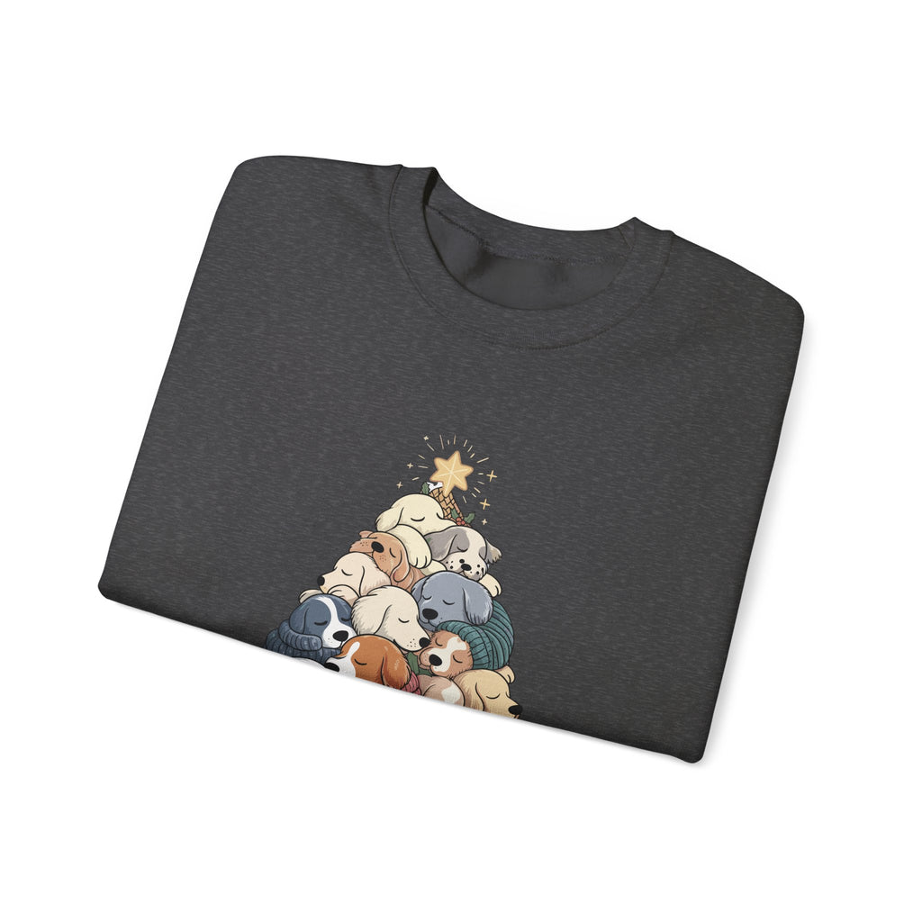 Sleeping Dogs Stacked Christmas Tree Funny Holiday Sweatshirt