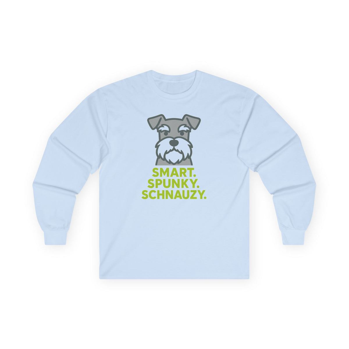 Smart. Spunky. Schnauzy. Schnauzer Long Sleeve Tee in Light Blue