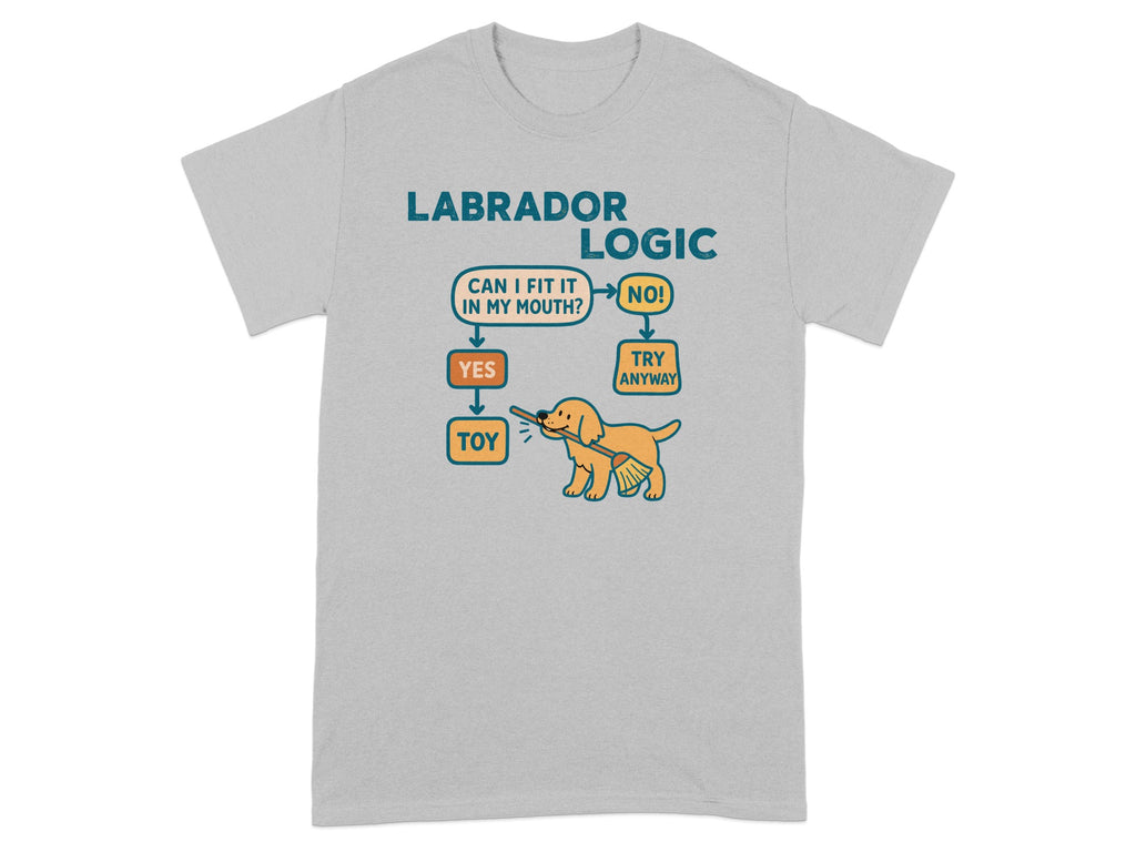 Labrador logic flowchart: "Can I fit it in my mouth?" Yes to Toy, No to Try Anyway.