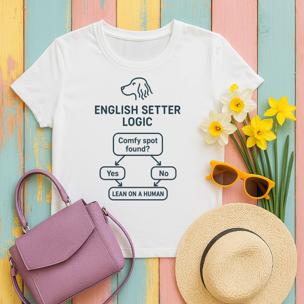English Setter Logic Flowchart Tee in White