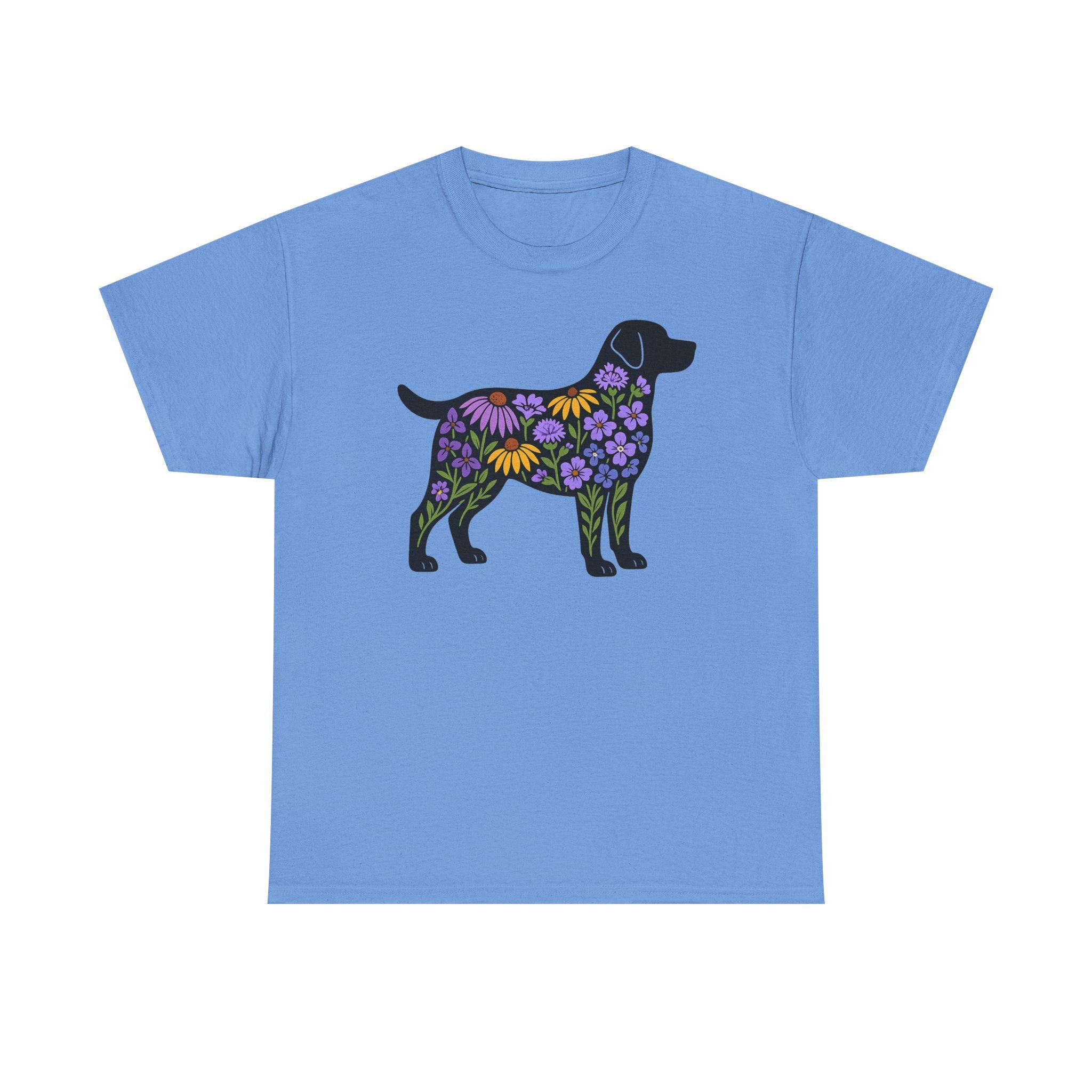 Labrador Silhouette Filled With Floral Patterns Trendy T-Shirt