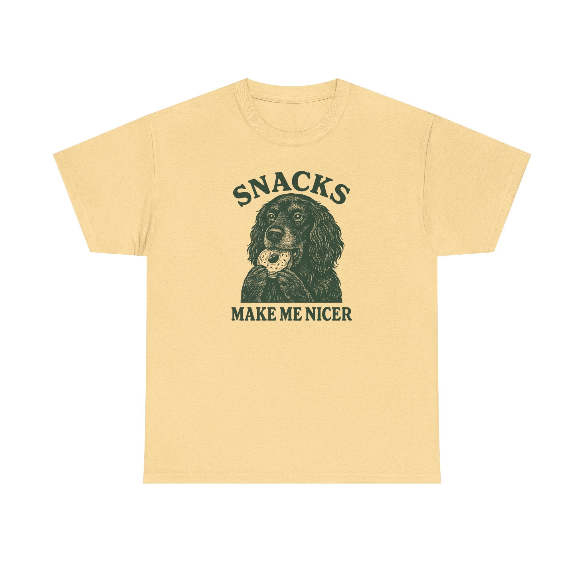 Snacks Make Me Nicer Gordon Setter with Donut Funny Foodie T-Shirt