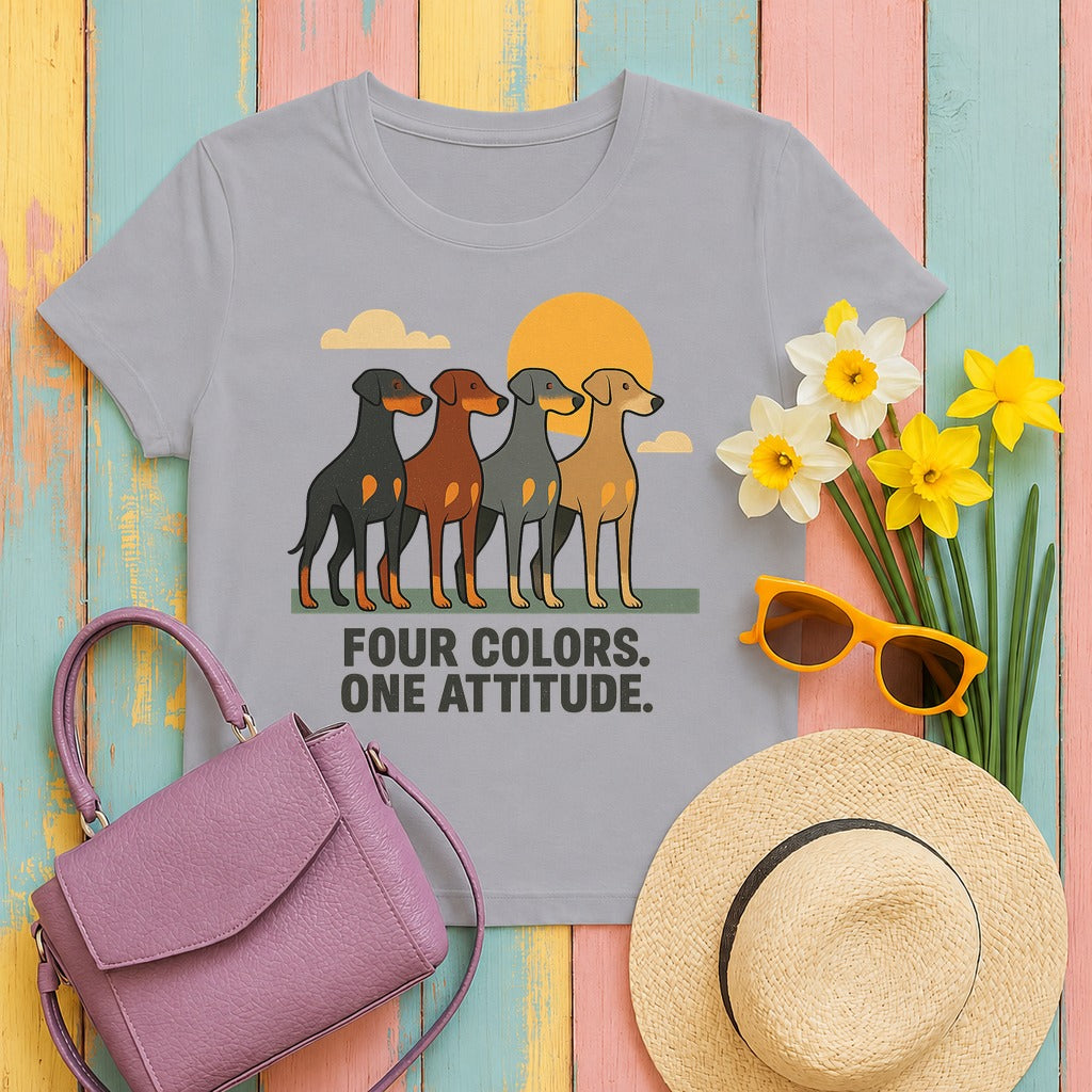 Doberman Four Colors One Attitude Tee in Athletic Heather