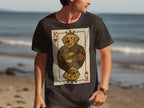 T-shirt with King of Hearts playing card graphic featuring a golden retriever.