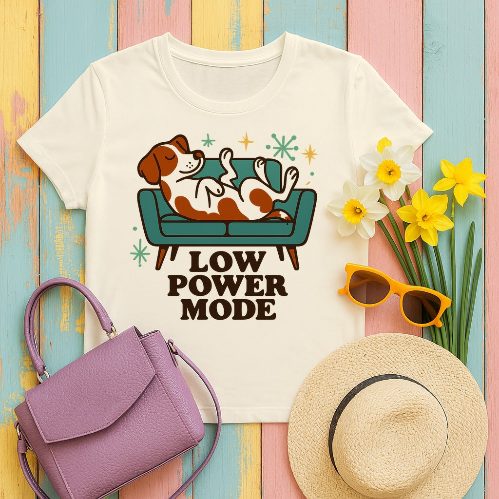 Brittany Spaniel Low Power Mode T-shirt in Natural