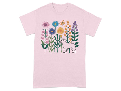Flower Garden with Dog and Butterfly T-Shirt product