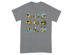 Cartoon beagles interacting with nature, including a heron, duck, and birds.