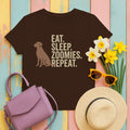 Eat Sleep Zoomies Repeat Lab T-shirt in Dark Chocolate