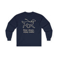 Slow Down Golden Retriever Long Sleeve Tee in Navy