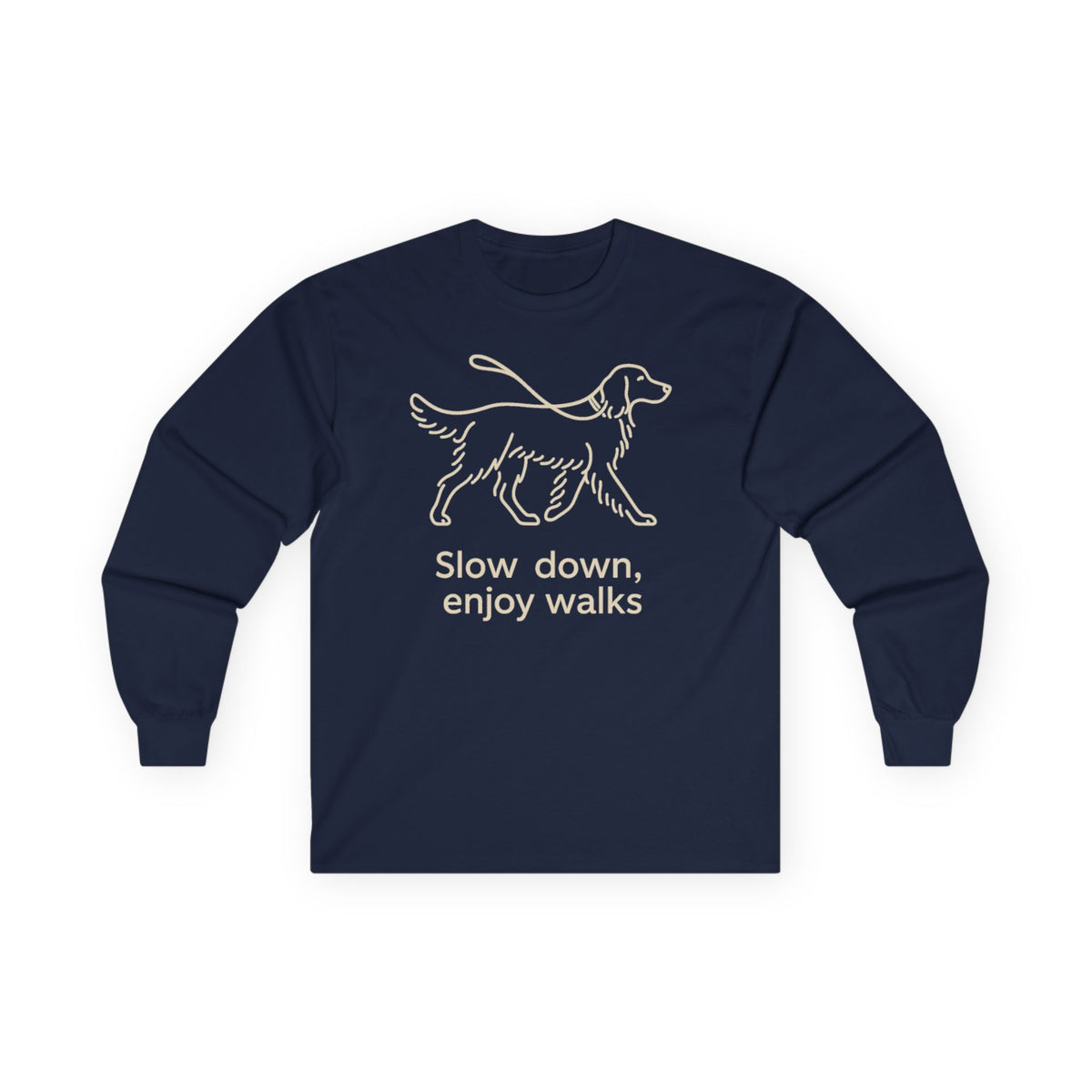 Slow Down Golden Retriever Long Sleeve Tee in Navy