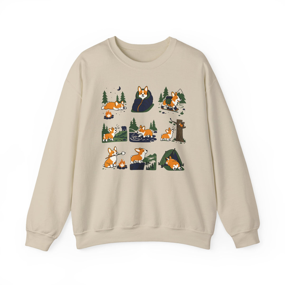 Happy Trails Corgi Wilderness Sweatshirt in Sand