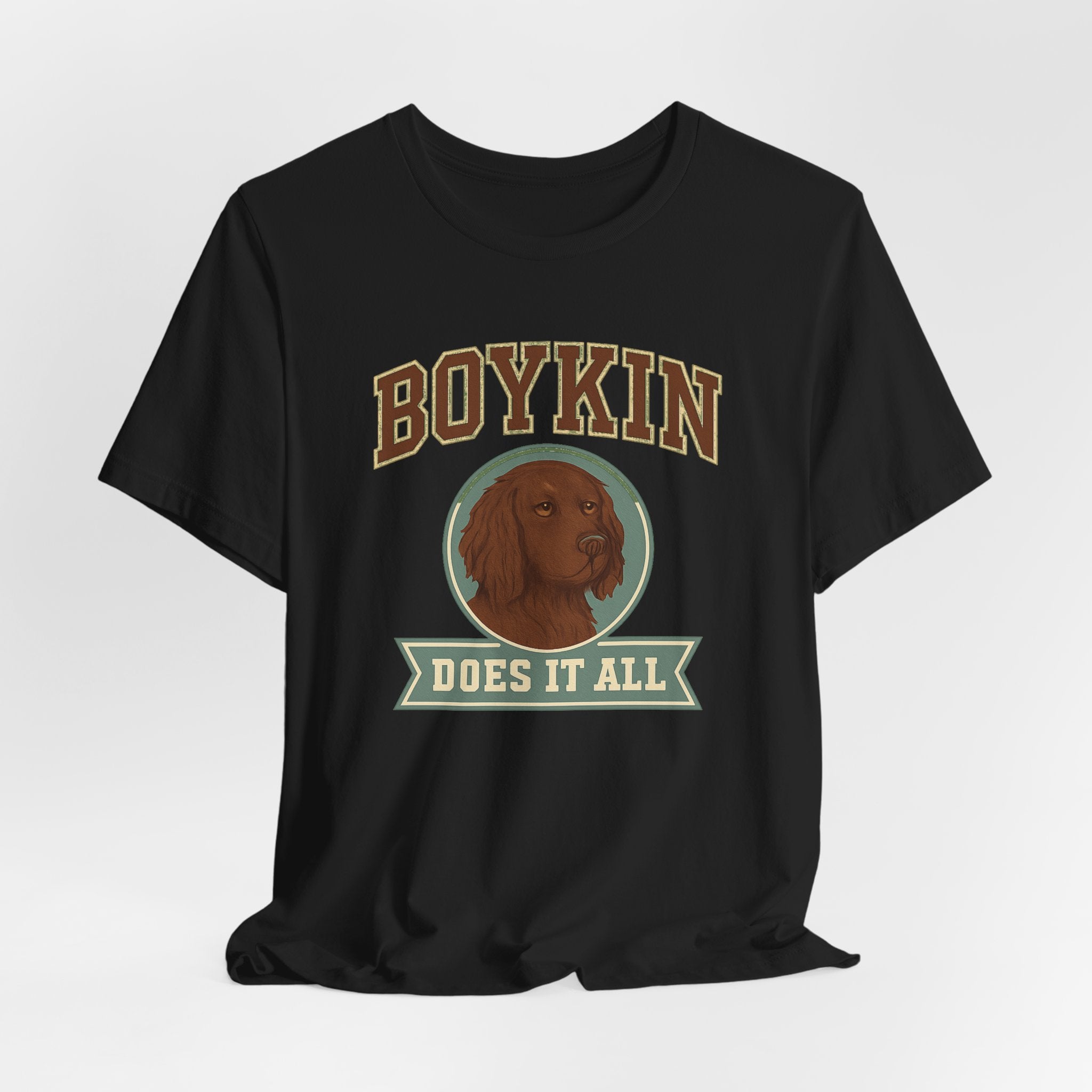 Boykin Spaniel Does It All Varsity Tee