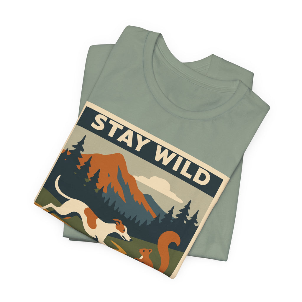 Greyhound Stay Wild Chase Squirrels Tee