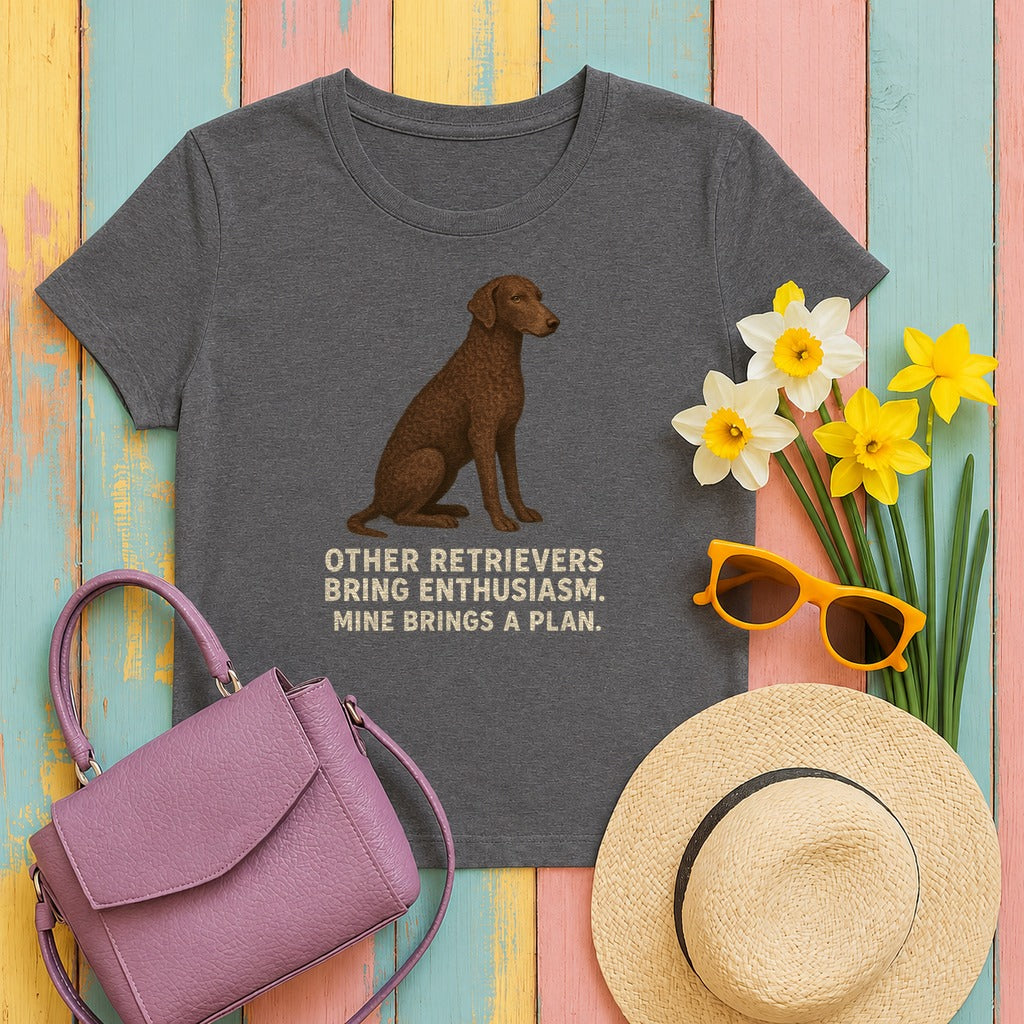 Curly-Coated Retriever Mine Brings A Plan Tee in Dark Grey Heather