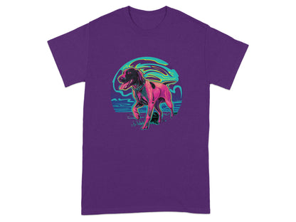 Vibrant Abstract Dog Art Purple T shirt product type
