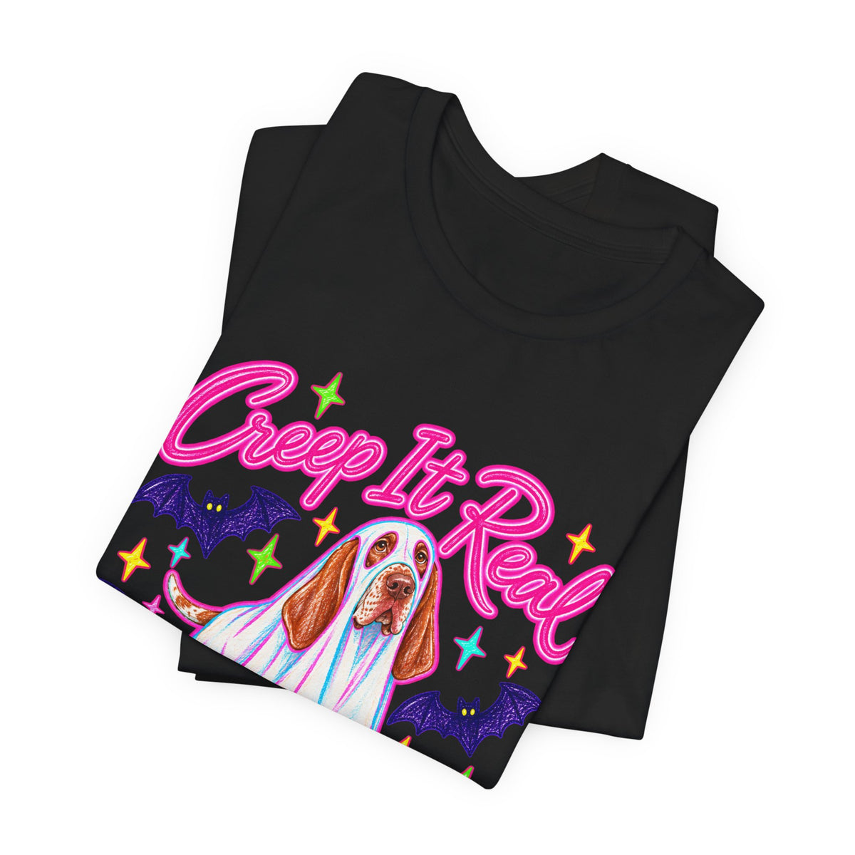 Bracco Italiano Creep It Real Y'all t-shirt in Black, folded