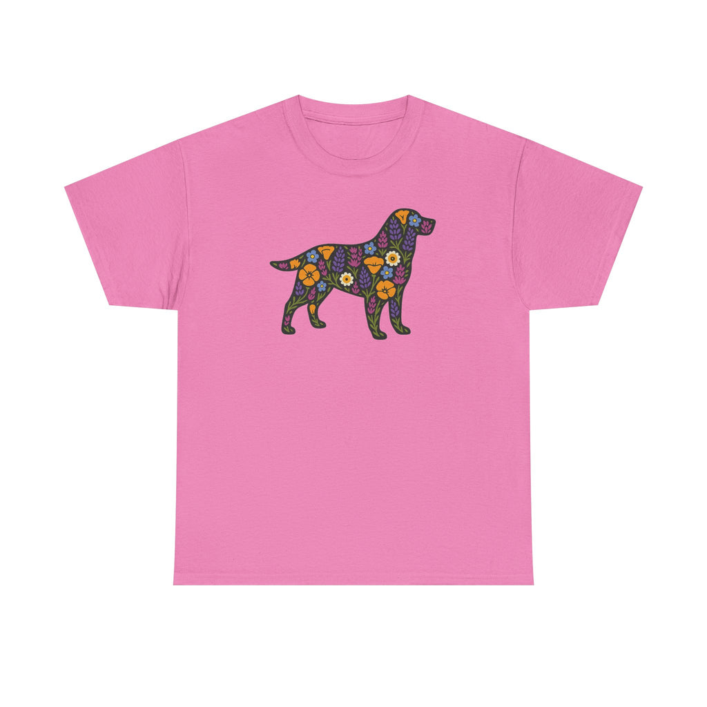 Floral Labrador Retriever Design Dog Lover Style Graphic Design T-Shirt