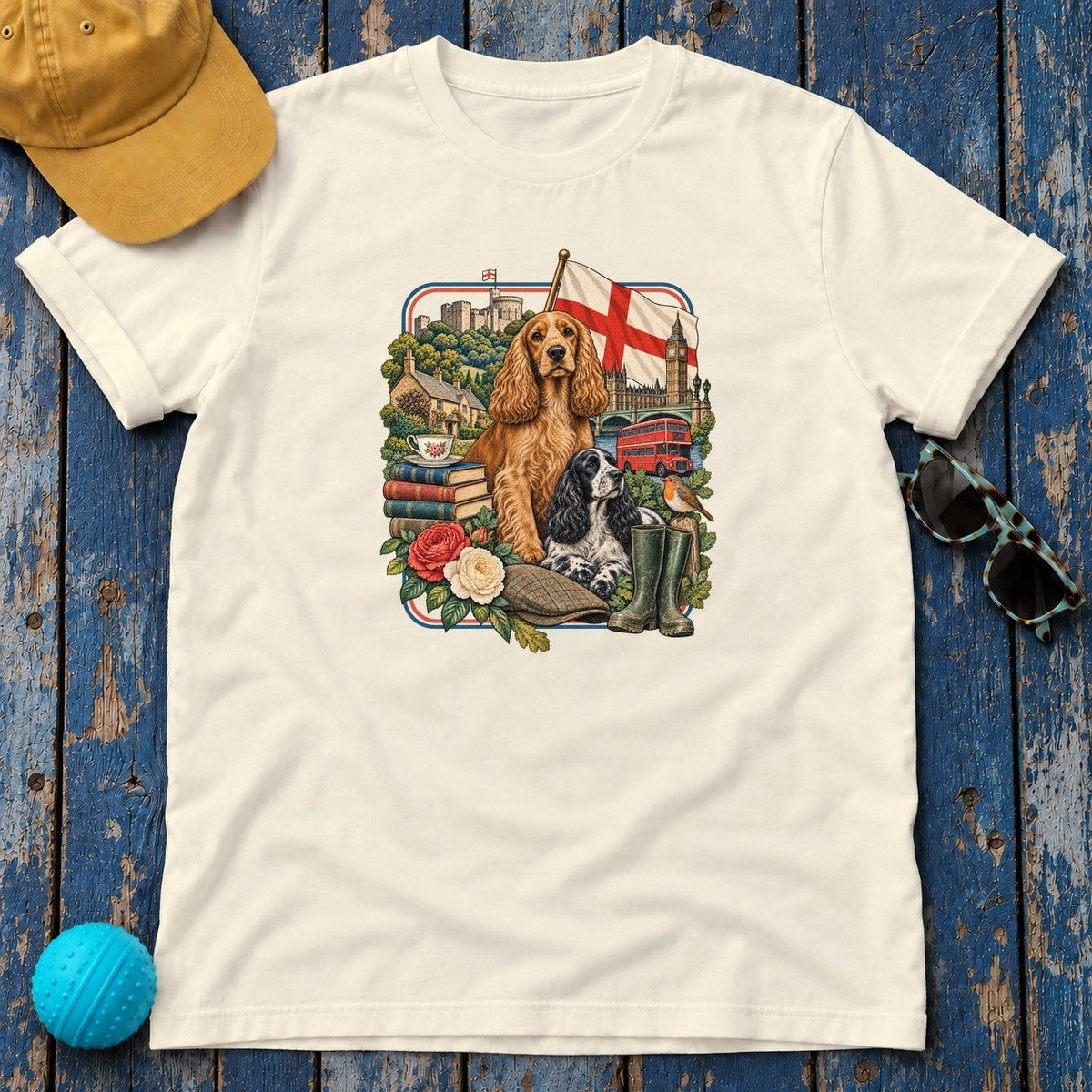 English Cocker Spaniel England Heritage T-Shirt in Natural