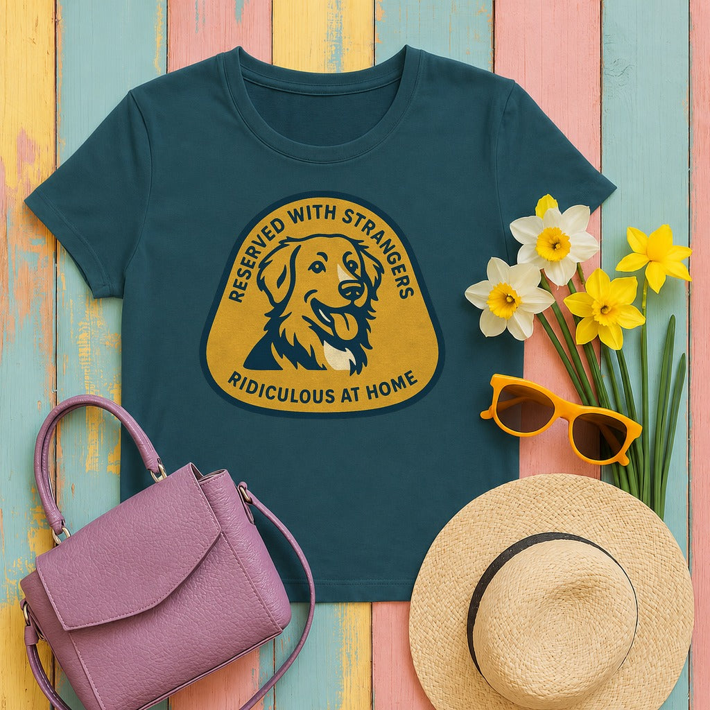 Nova Scotia Duck Tolling Retriever Reserved With Strangers T-shirt in Heather Deep Teal