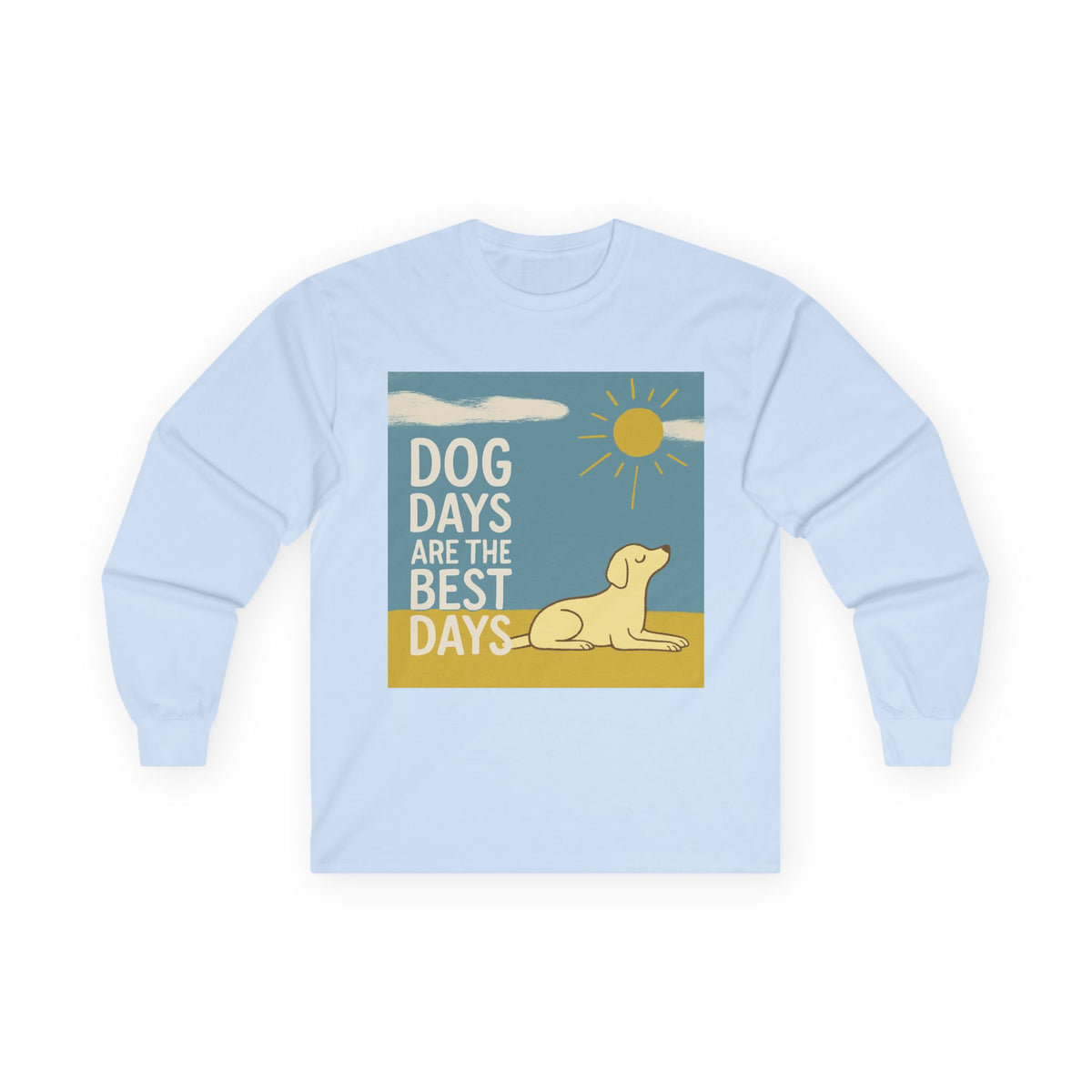 Dog Days Are the Best Days Yellow Labrador Retriever Long Sleeve Tee in Light Blue