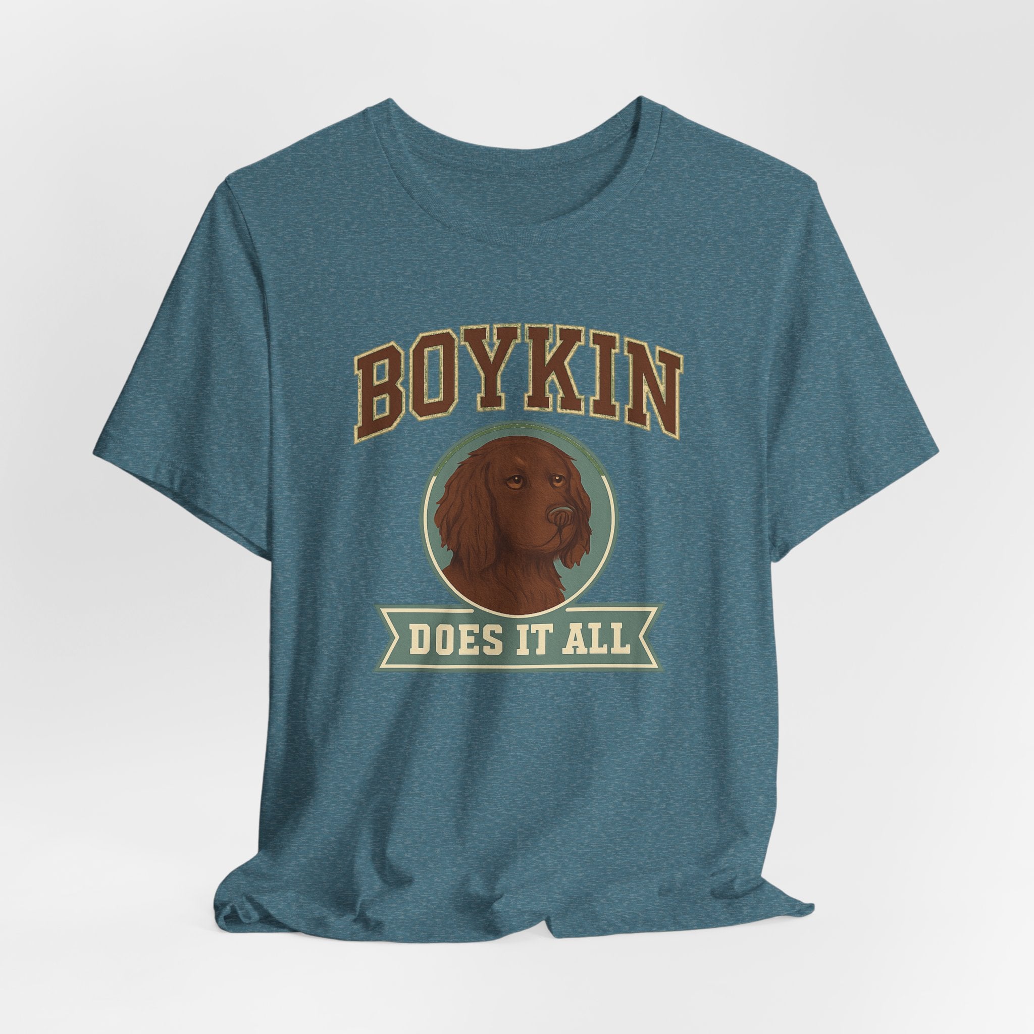 Boykin Spaniel Does It All Varsity Tee
