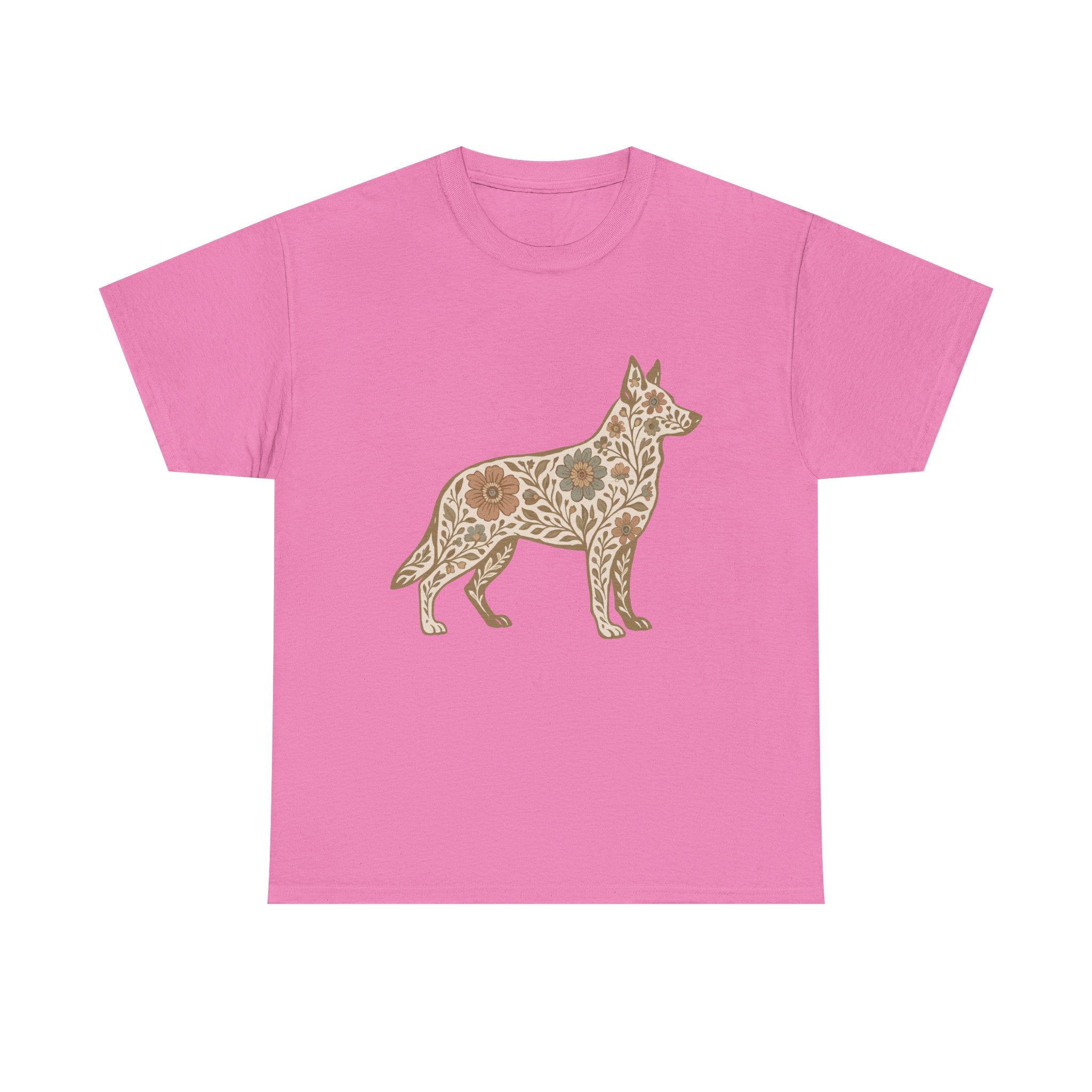 Floral German Shepherd Silhouette Unique Graphic Design T-Shirt