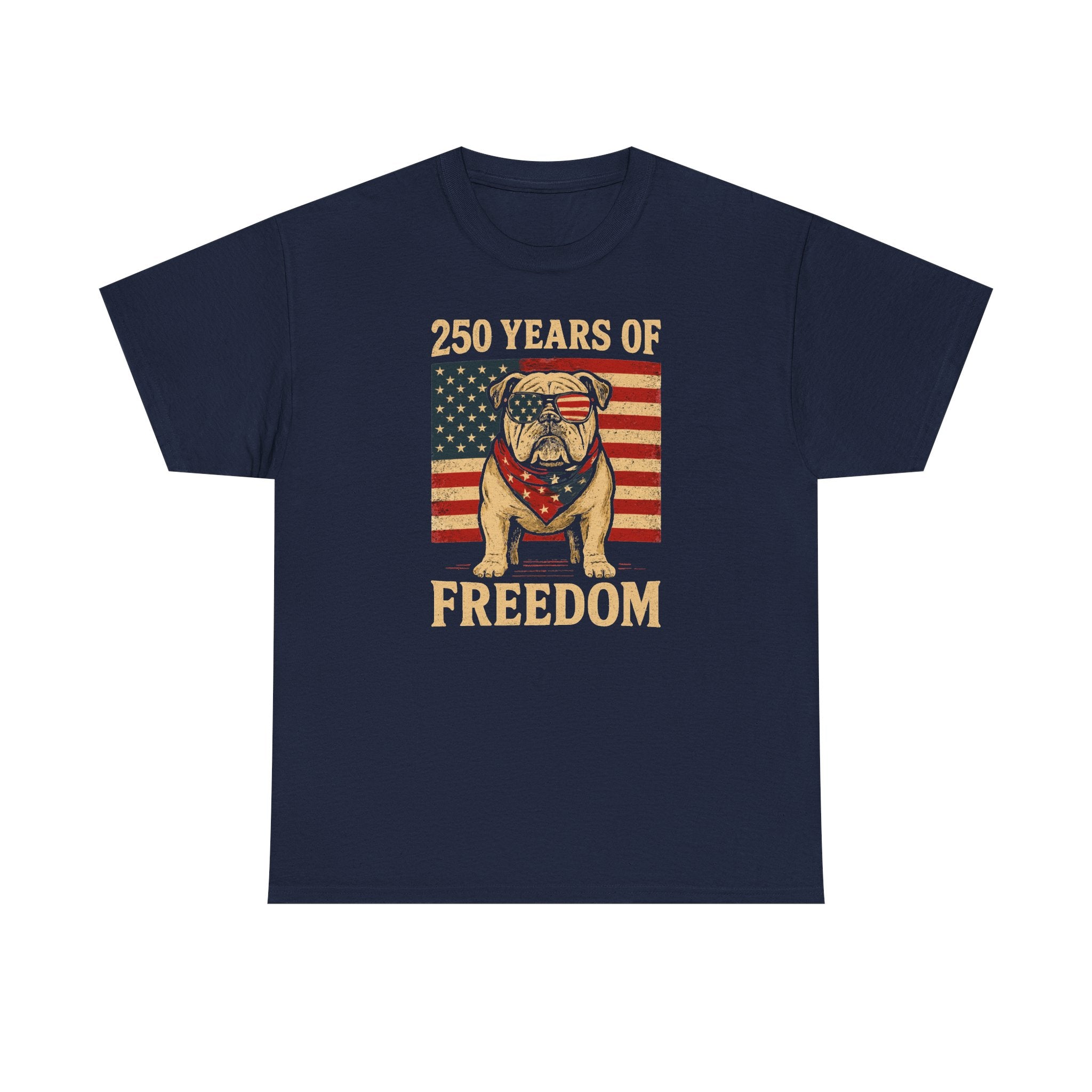 250 Years of Freedom Patriotic Bulldog USA Flag T-Shirt