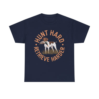Hunt Hard Retrieve Harder German Shorthaired Pointer T-shirts Navy T-Shirt