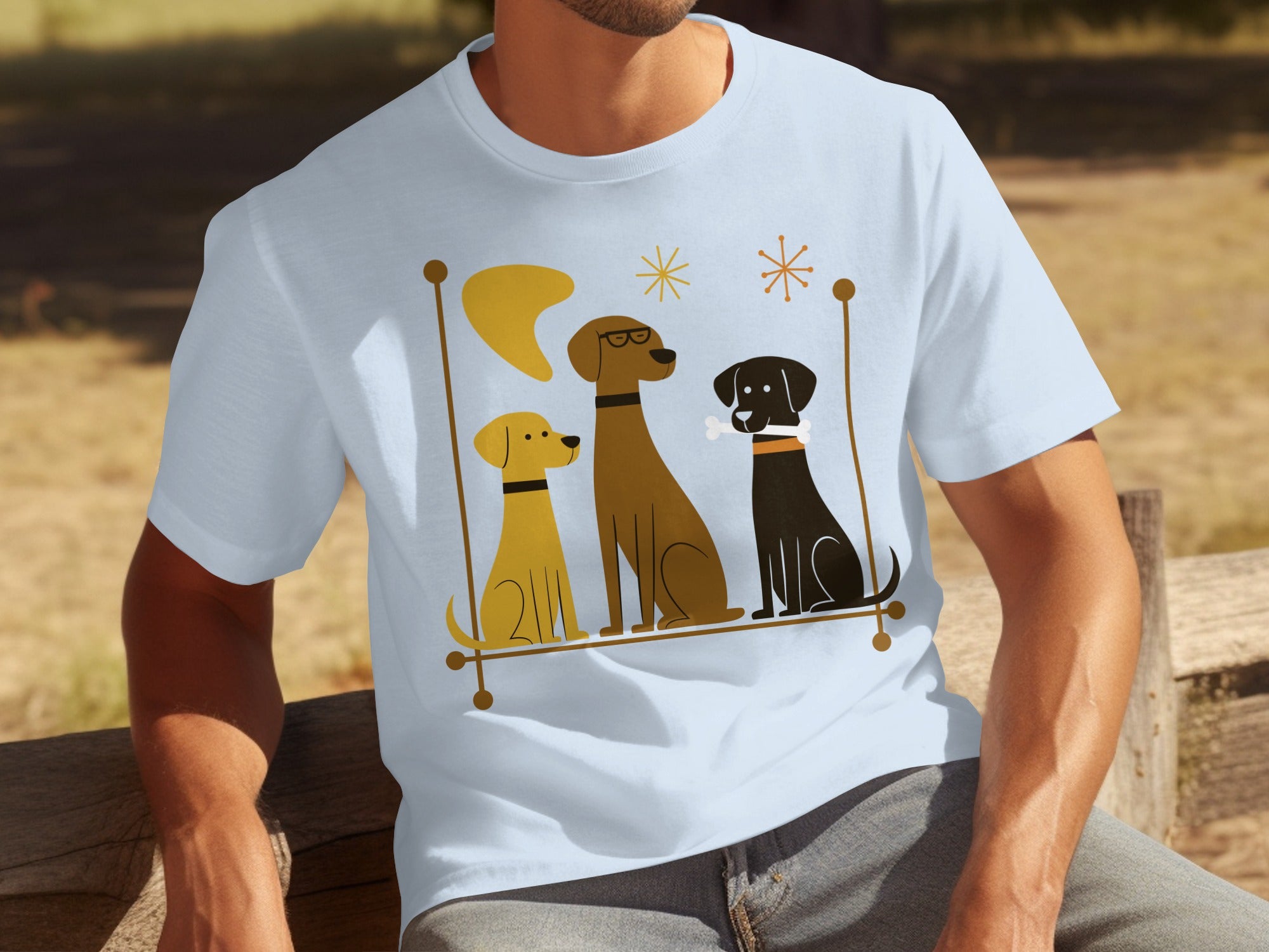 Stylish Dogs Art Graphic on Casual White T-shirt Product