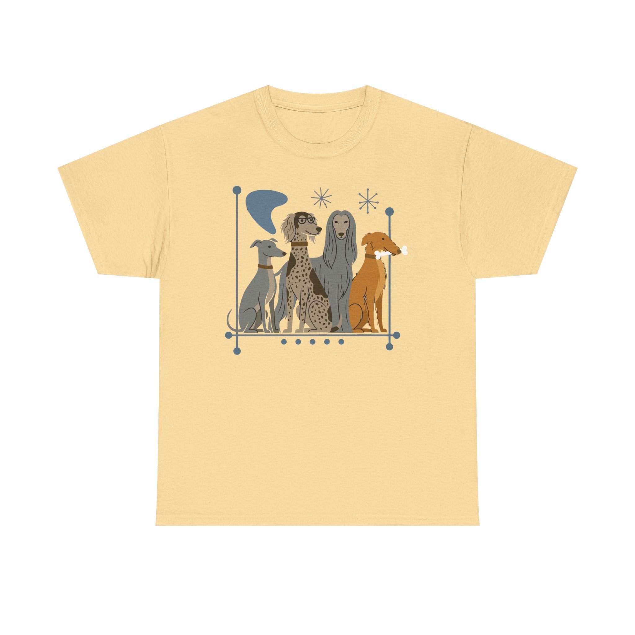 Greyhound, Whippet, Borzoi and Saluki Atomic Sight Hounds Mid-Century Modern t-shirt, view 4