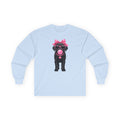 Pink Bubblegum Black Lab Long Sleeve Tee in Light Blue