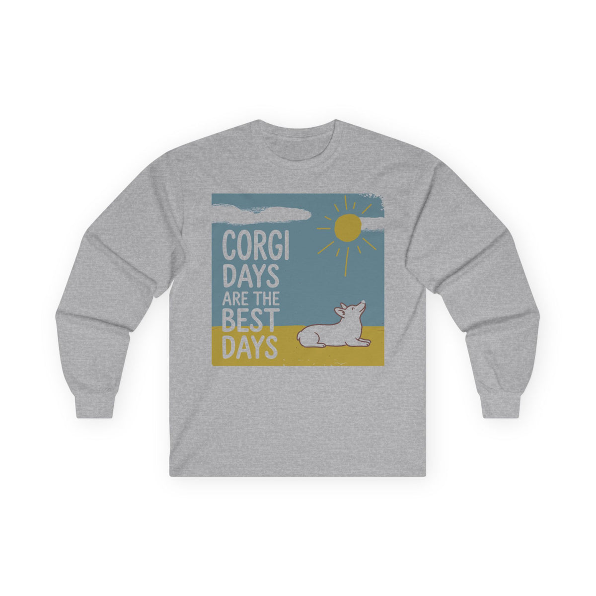 Corgi Days Long Sleeve Tee in Sport Grey