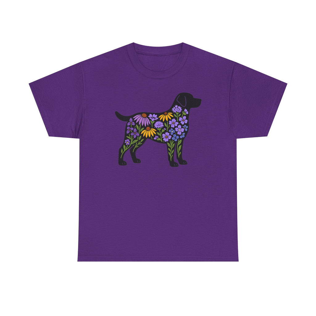 Labrador Silhouette Filled With Floral Patterns Trendy T-Shirt