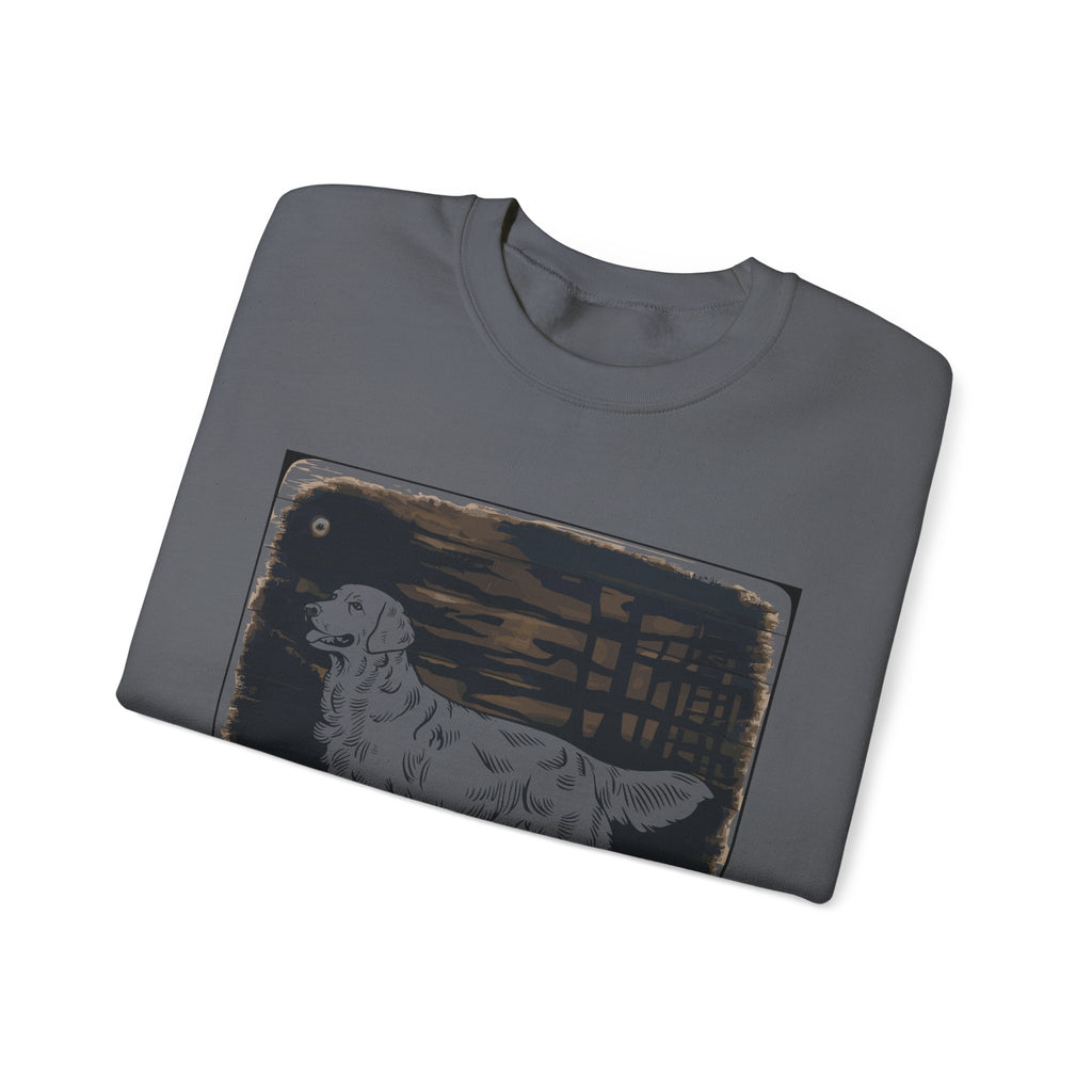 Golden Retriever Woodcut Style Graphic Print Sweatshirt