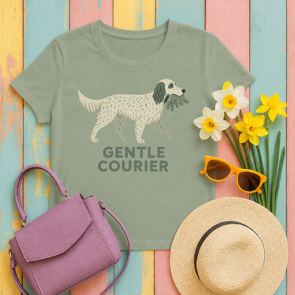 English Setter Gentle Courier Tee in Sage