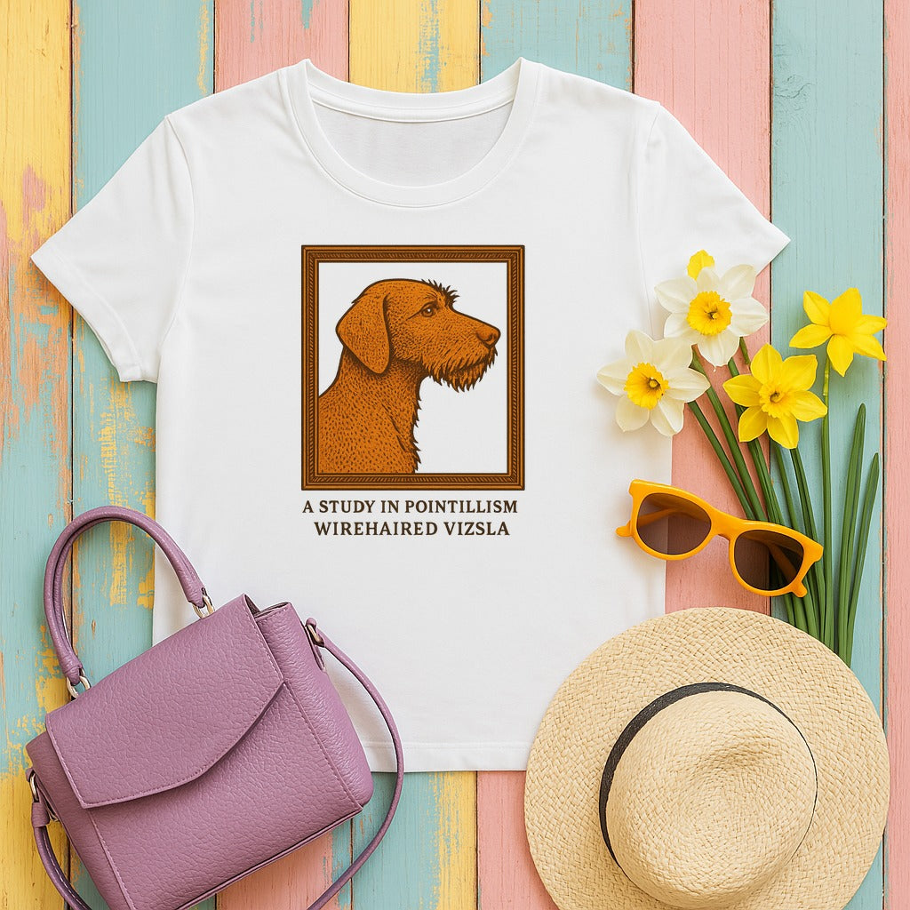 Wirehaired Vizsla A Study in Pointillism Tee in White