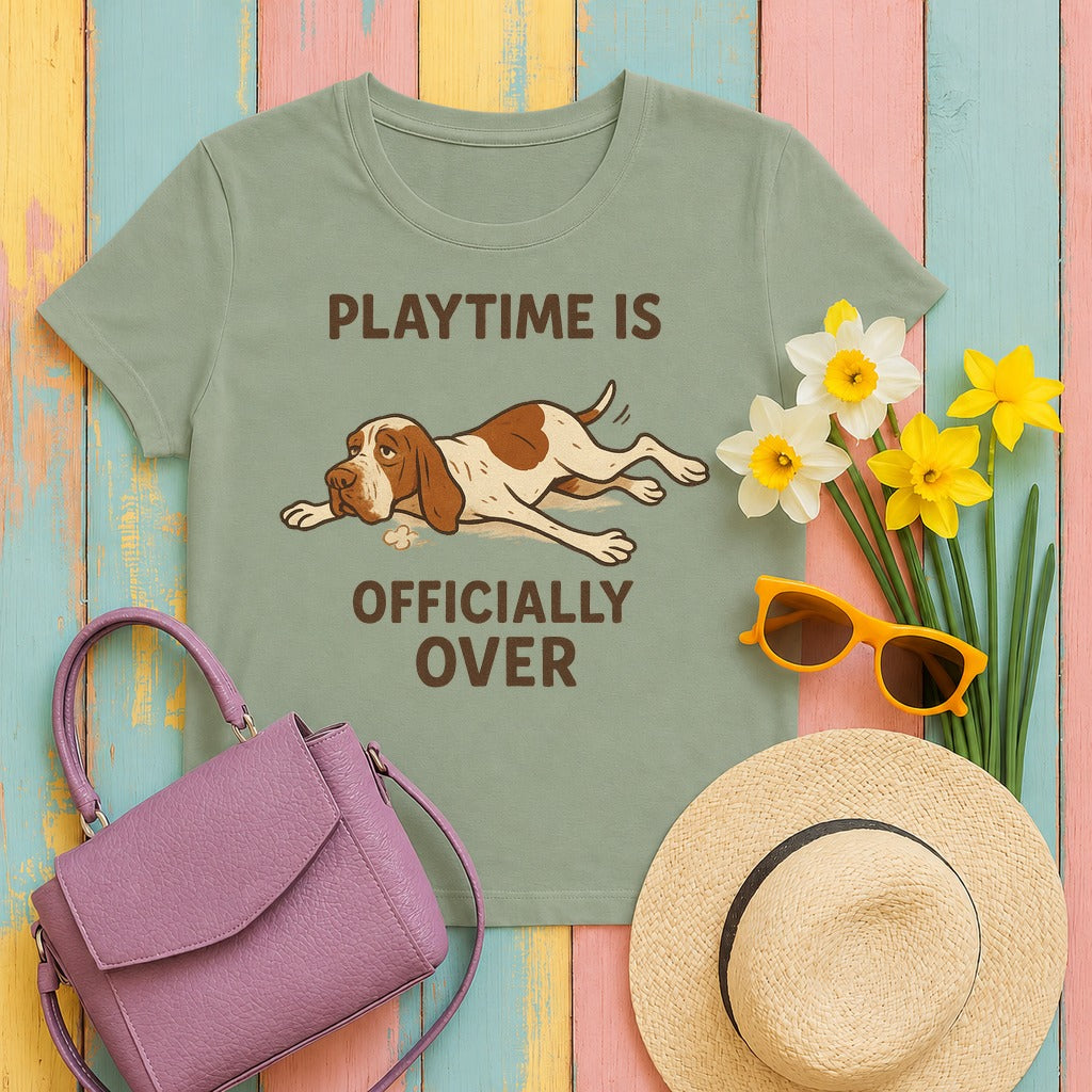 Bracco Italiano Playtime Is Over Tee in Sage