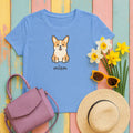 Cute Cartoon Corgi Mlem Funny Dog T-Shirt in Carolina Blue