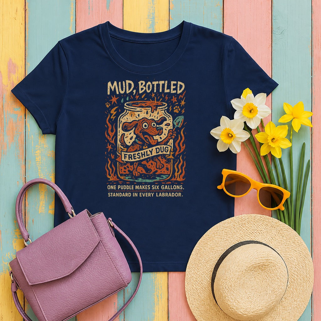 Chocolate Lab Mud Bottled T-Shirt on Navy