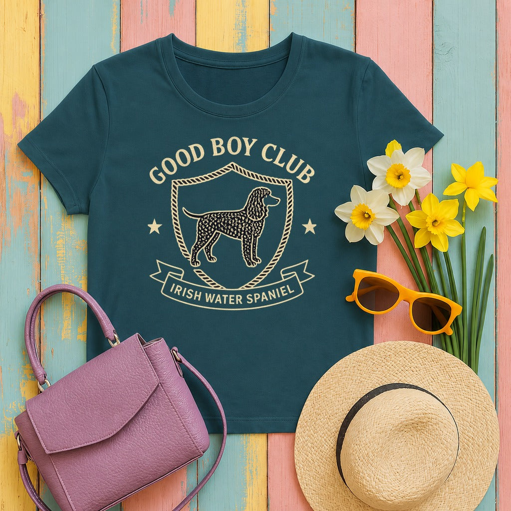 Irish Water Spaniel Good Boy Club Tee in Heather Deep Teal