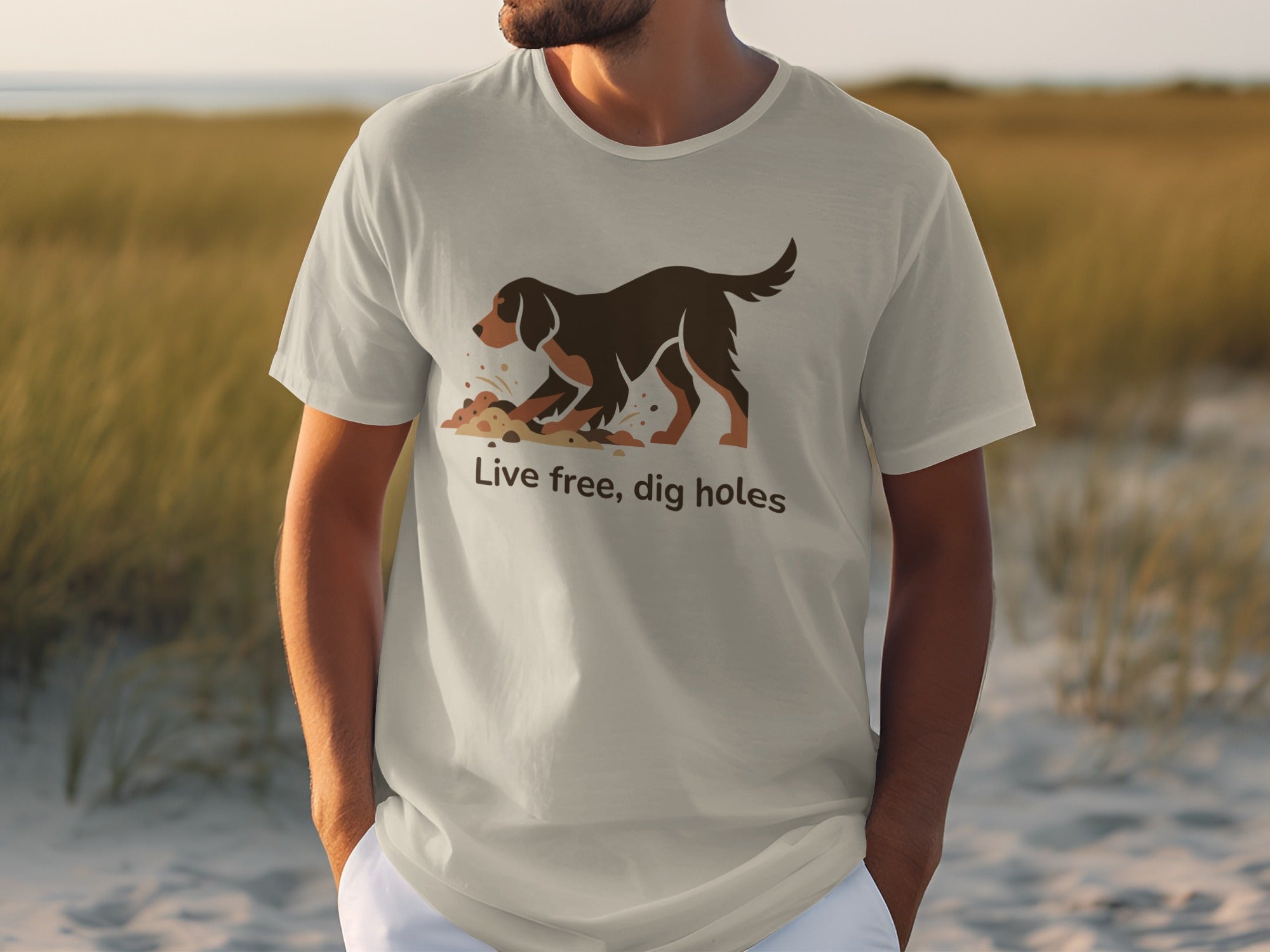 Live Free Dig Holes Graphic Tee Casual T-Shirt