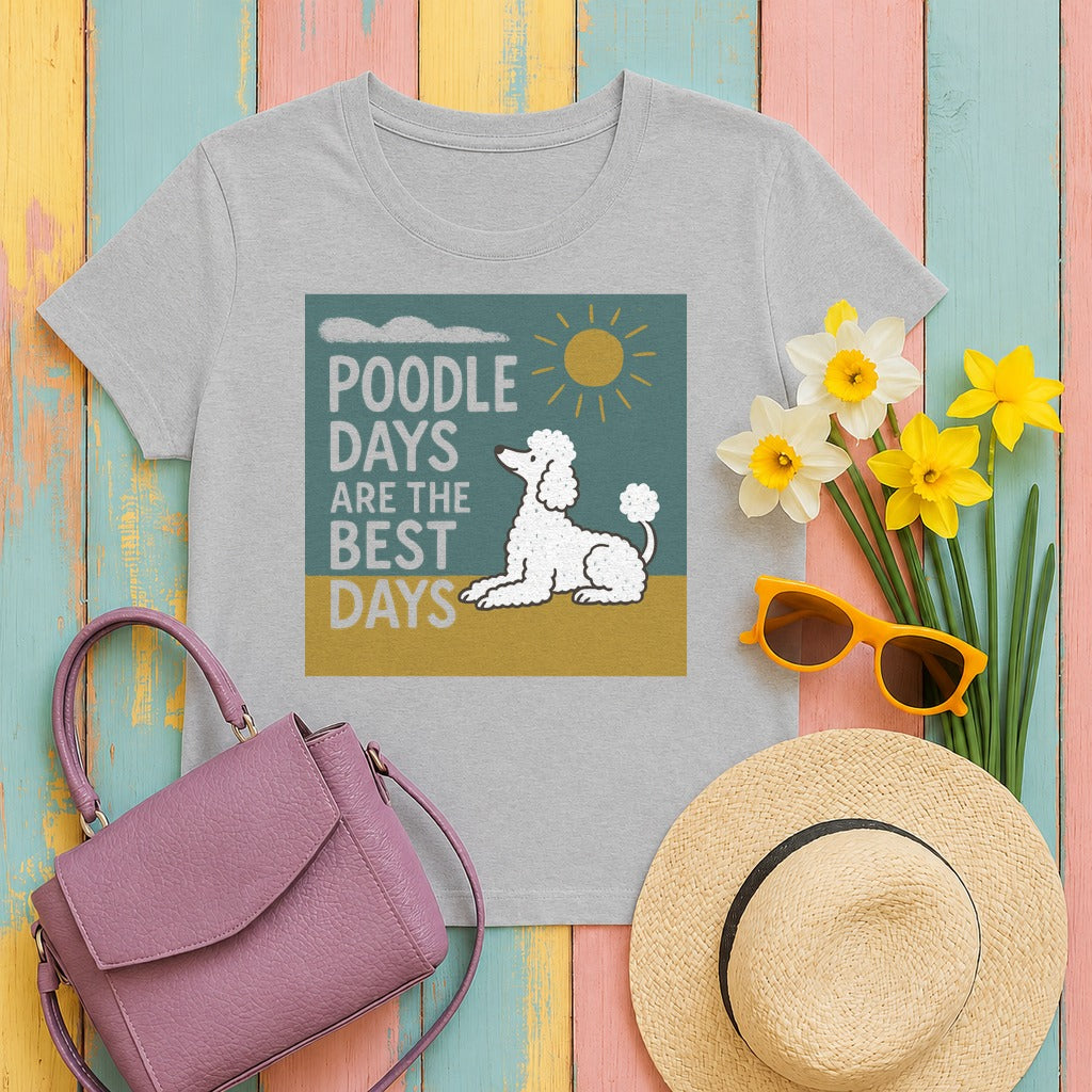 Poodle Days Whimsical Graphic T-Shirt in Sport Grey