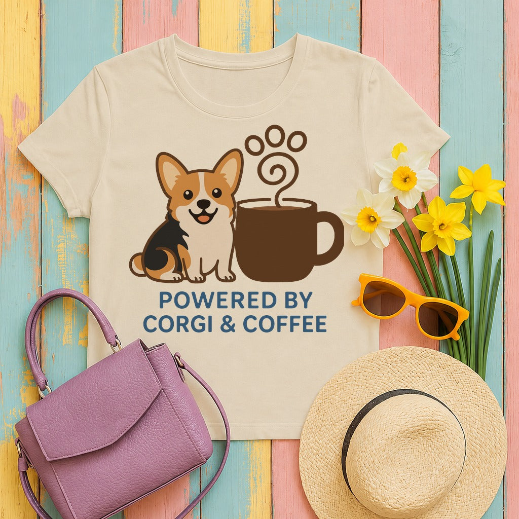 Powered By Corgi & Coffee t-shirt