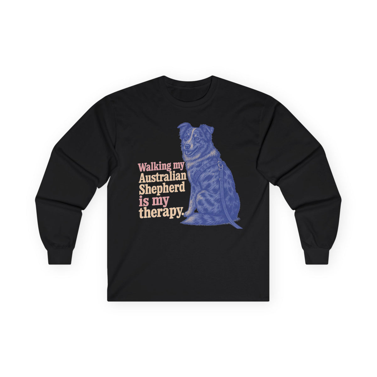 Australian Shepherd Therapy Long Sleeve Tee in Black