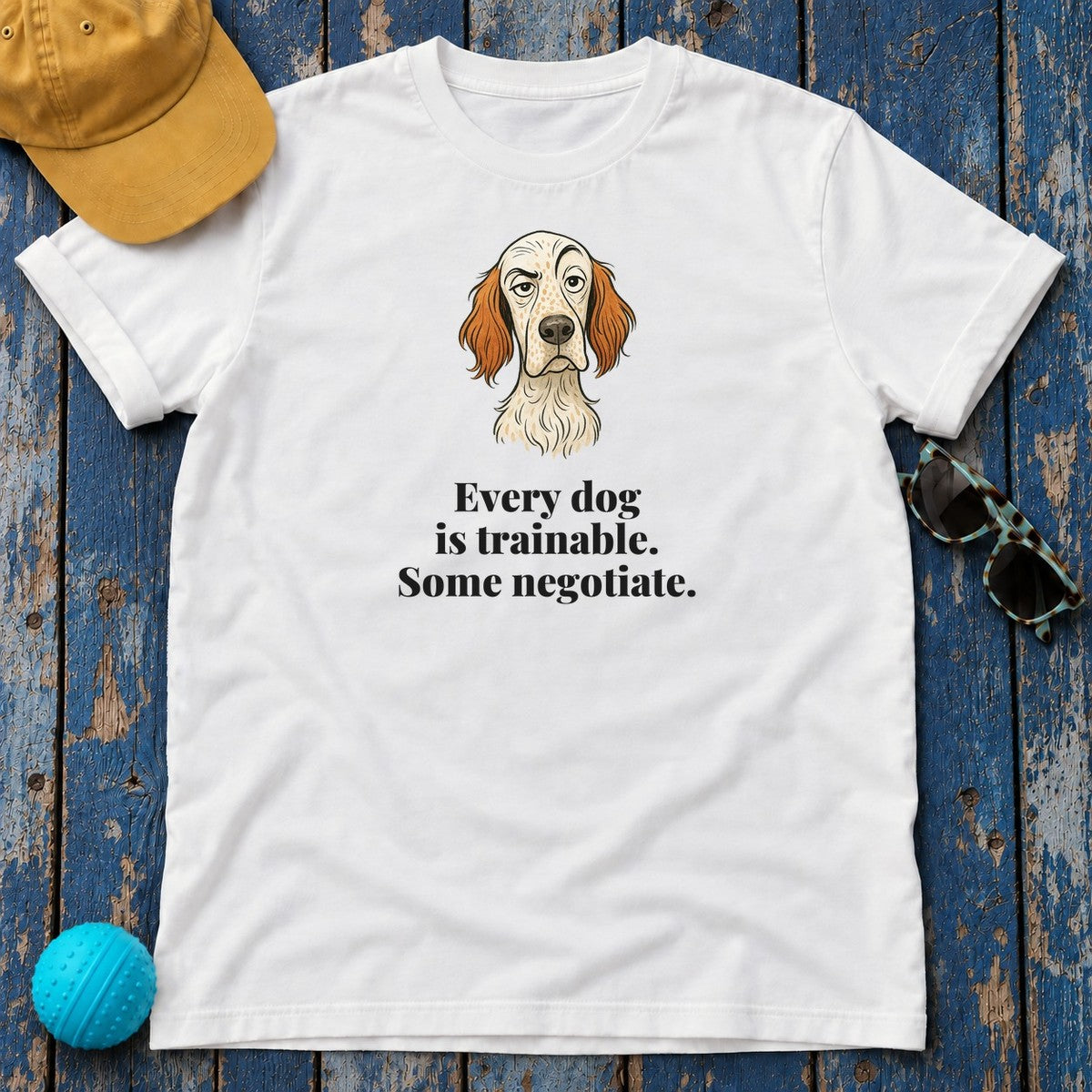 English Setter Some Negotiate Tee in White
