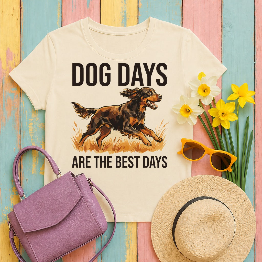 migbackfill dog-days-best-days-gordon-setter-t-shirt tee flat lay hero v8