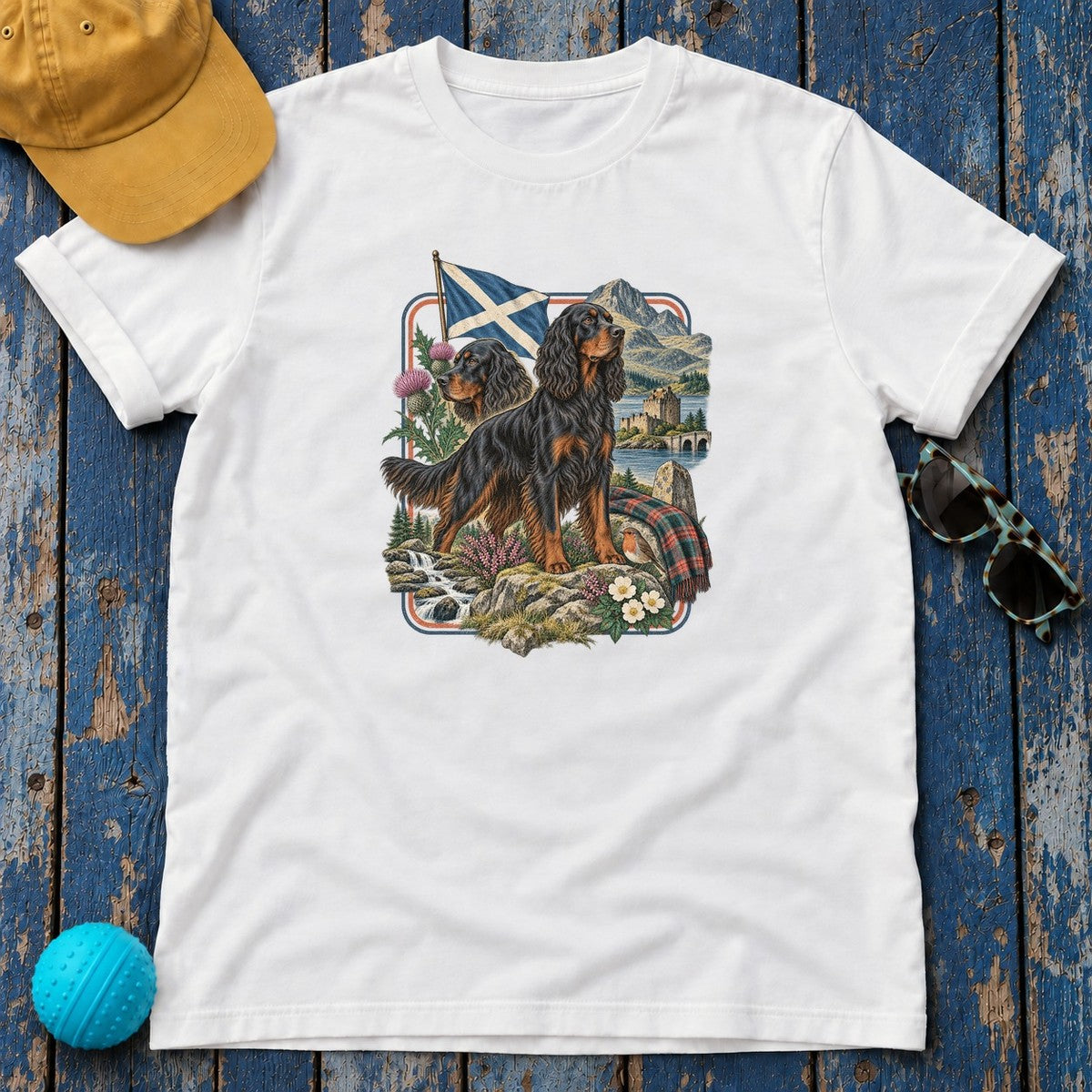 Gordon Setter Scotland Heritage T-Shirt in White