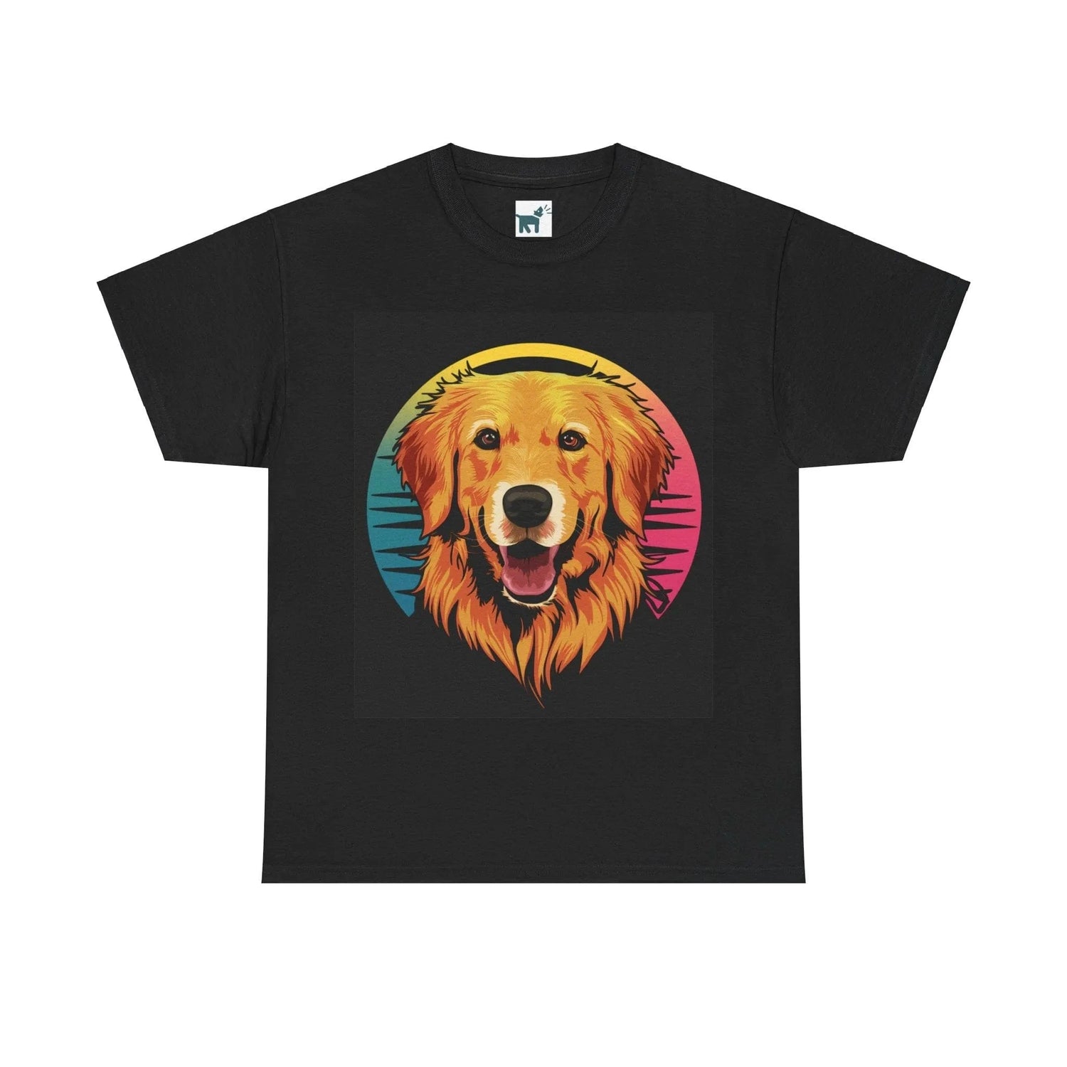 Golden Retriever Retro Colorful T Shirt Black T-shirt