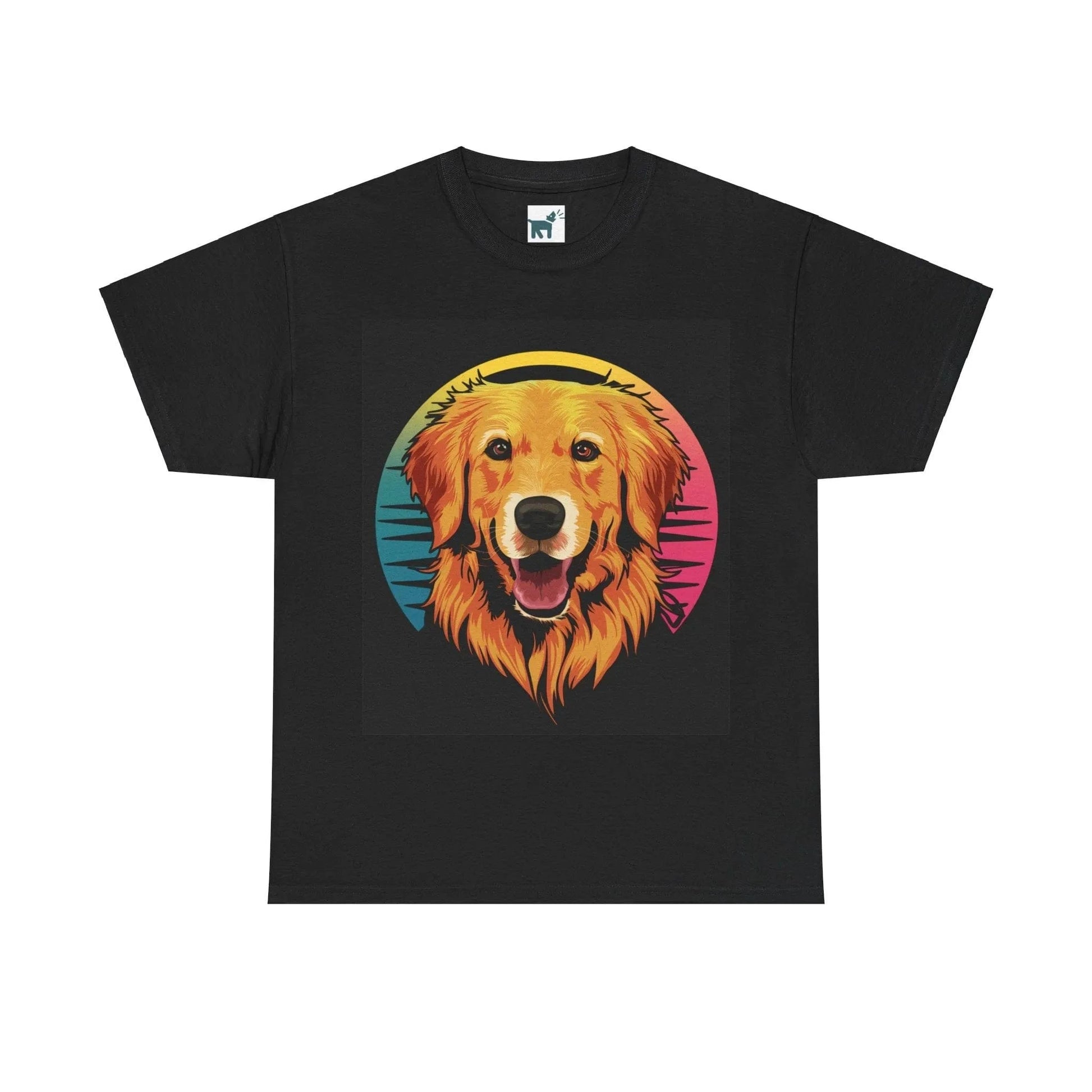 Golden Retriever Retro Colorful T Shirt Black T-shirt