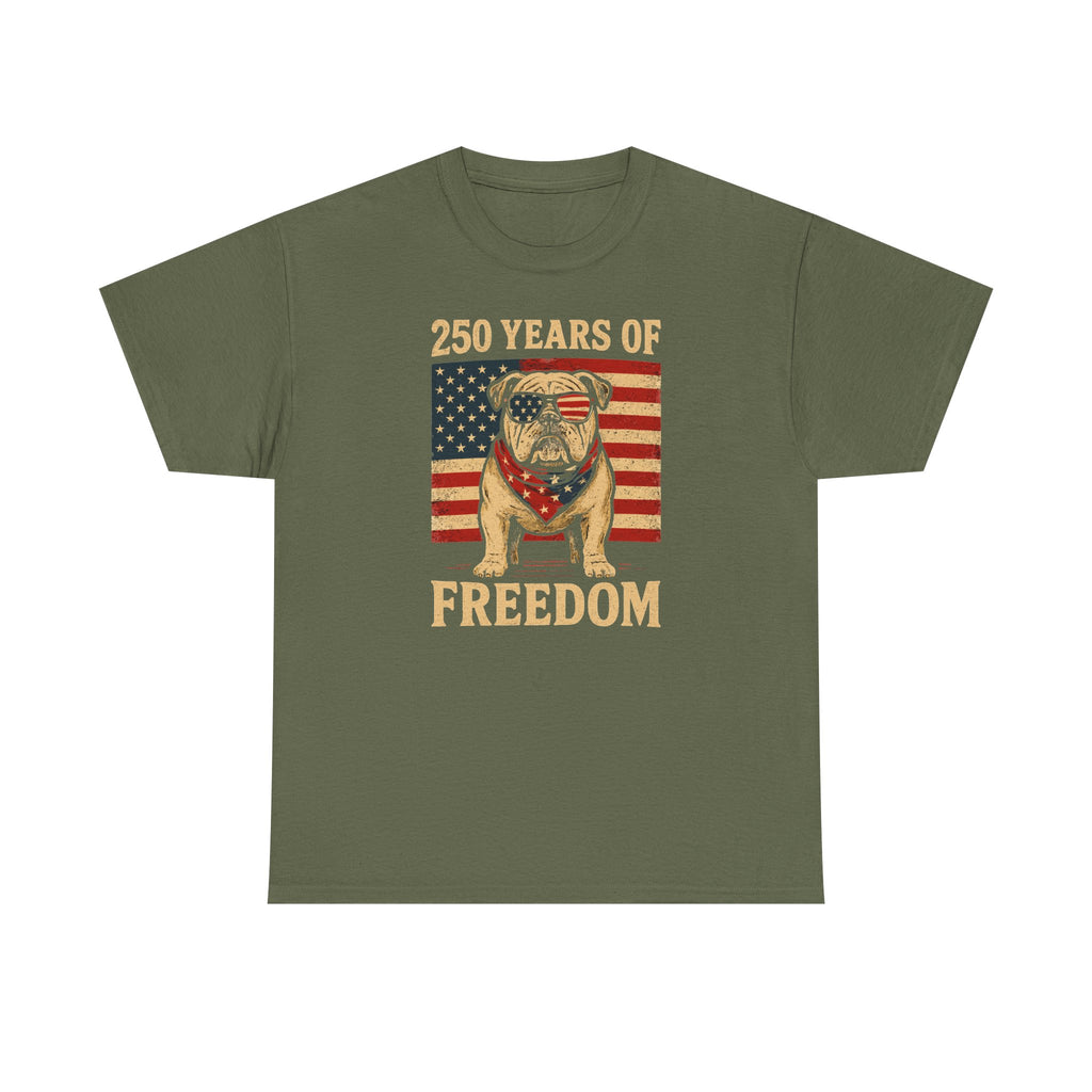 250 Years of Freedom Patriotic Bulldog USA Flag T-Shirt